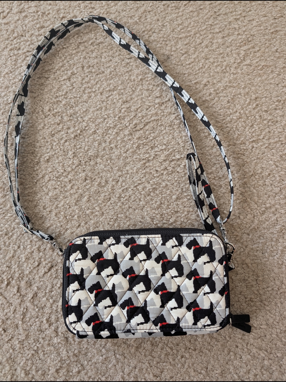 Vera Bradley All-In-One Quilted Crossbody Wallet Bag In Scottie Dog Pattern - Picture 2 of 6